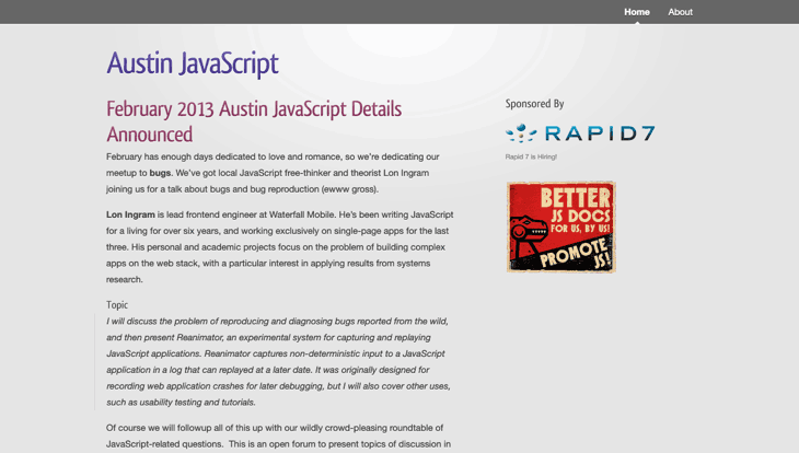 Austin JavaScript (WordPress), 2013