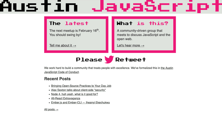 Austin JavaScript (Jekyll), 2016